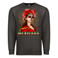Smoke Sugar skull girl with Mexicana Premium Sweatshirt - NancyCooperArtShop
