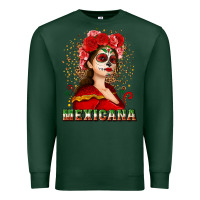Sports Green Sugar skull girl with Mexicana Premium Sweatshirt - NancyCooperArtShop