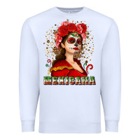 White Sugar skull girl with Mexicana Premium Sweatshirt - NancyCooperArtShop
