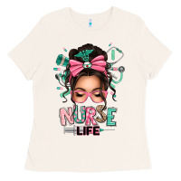 Bone afro messy bun nurse life Ladies Tee - texasbilliewilder