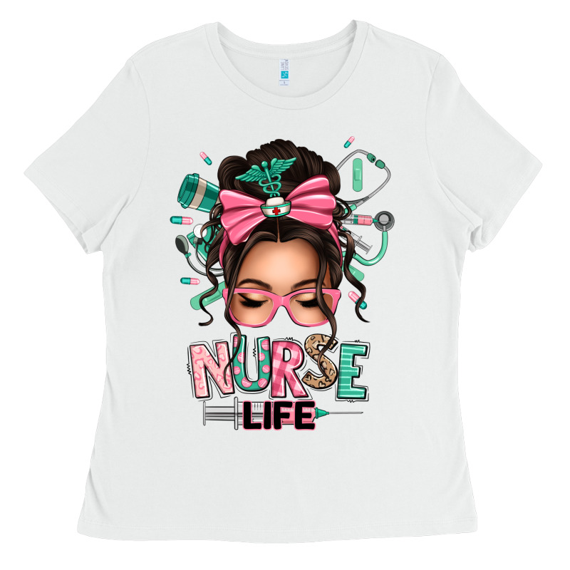 Afro Messy Bun Nurse Life Ladies Tee by texasbilliewilder | Teevron