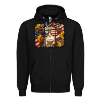 Black Western 4th Of July Cow Background Zipper Hoodie - LillyAllenDesigns