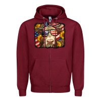 Burgundy Western 4th Of July Cow Background Zipper Hoodie - LillyAllenDesigns