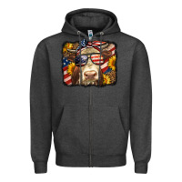 Charcoal Heather Western 4th Of July Cow Background Zipper Hoodie - LillyAllenDesigns