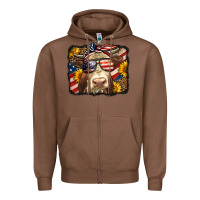 Chestnut Western 4th Of July Cow Background Zipper Hoodie - LillyAllenDesigns