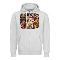 Dove Grey Western 4th Of July Cow Background Zipper Hoodie - LillyAllenDesigns