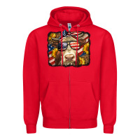 Red Western 4th Of July Cow Background Zipper Hoodie - LillyAllenDesigns
