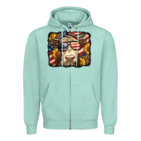 Seafoam Western 4th Of July Cow Background Zipper Hoodie - LillyAllenDesigns