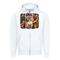 White Western 4th Of July Cow Background Zipper Hoodie - LillyAllenDesigns