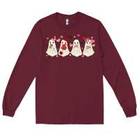 Burgundy valentines day ghost Long Sleeve Tee - MaliasSmallBusiness
