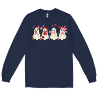 Navy valentines day ghost Long Sleeve Tee - MaliasSmallBusiness