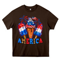 Chocolate Brown 4th of July America ice creams Heavy Core Tee - Neo Western