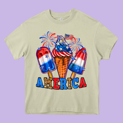 4th Of July America Ice Creams Heavy Core Tee Designed By Neo Western