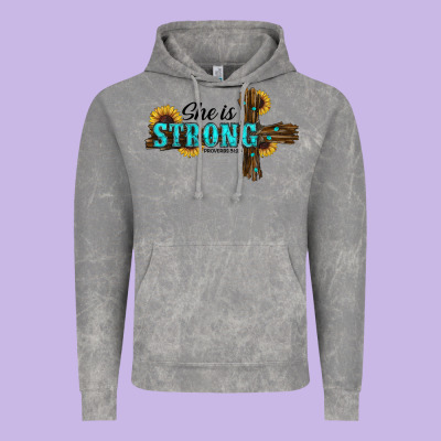 She Is Strong Western Cross Vintage Hoodie Designed By Ranaportraitstore