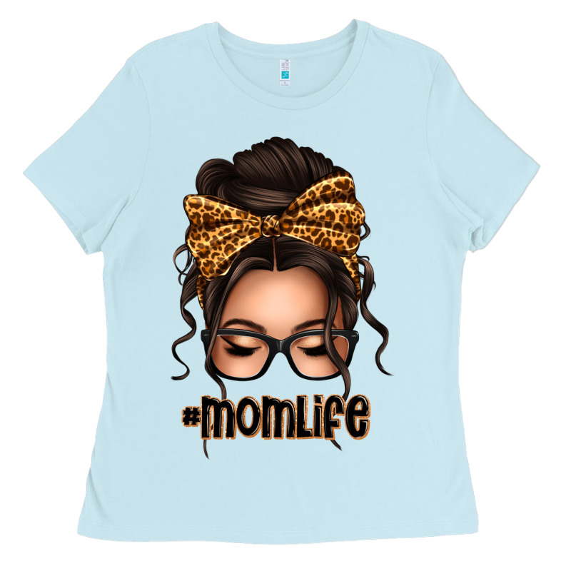 Caucasian Leopard Messy Bun Mom Life Ladies Tee by texasbilliewilder | Teevron