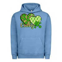 Pigment Pebble Blue St. Patrick's Lucky hearts Urban Hoodie - OliviaCreatesArt