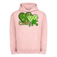 Pigment Salmon St. Patrick's Lucky hearts Urban Hoodie - OliviaCreatesArt