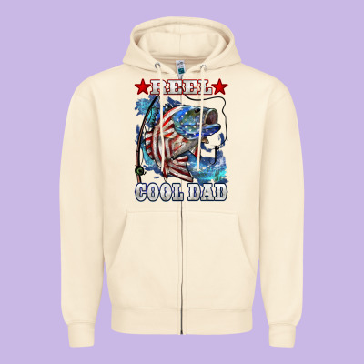 Reel Cool Dad Bass 4th Of July Zipper Hoodie Designed By Lillyallendesigns