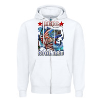 White Reel Cool Dad Bass 4th of July Zipper Hoodie - LillyAllenDesigns