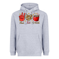 Heather Grey Peace love hot chocolate Heavyweight Hoodie - NancyCooperArtShop