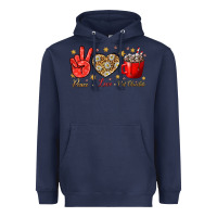 Navy Peace love hot chocolate Heavyweight Hoodie - NancyCooperArtShop