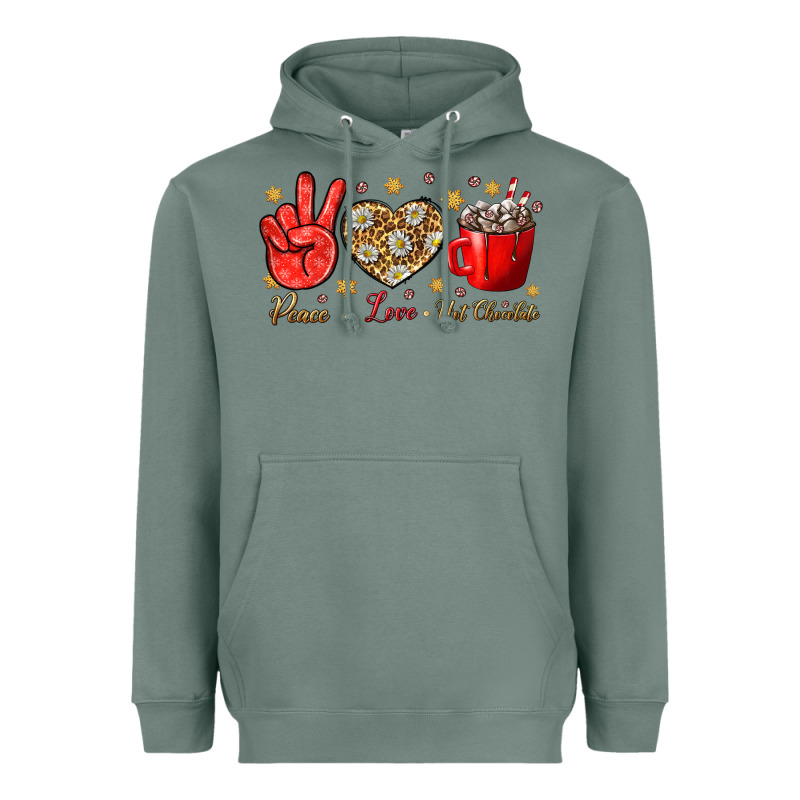 Peace Love Hot Chocolate Heavyweight Hoodie by NancyCooperArtShop | Teevron