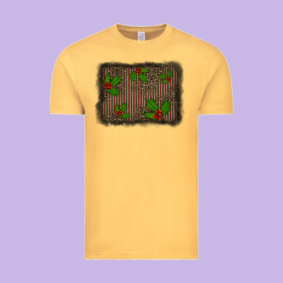 Christmas Plaid Leopard Mistletoe Background Vintage Tee Designed By Barkaloodesign