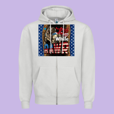 Western Red White Rawr Dinosaur Zipper Hoodie Designed By Lillyallendesigns