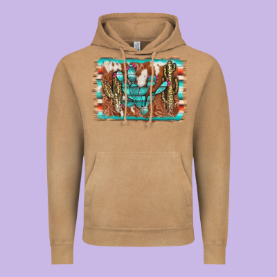 Cactus Cowhide Serape Vintage Hoodie Designed By Adodesignshop