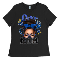 Black cheer mom messy bun Ladies Tee - texasbilliewilder