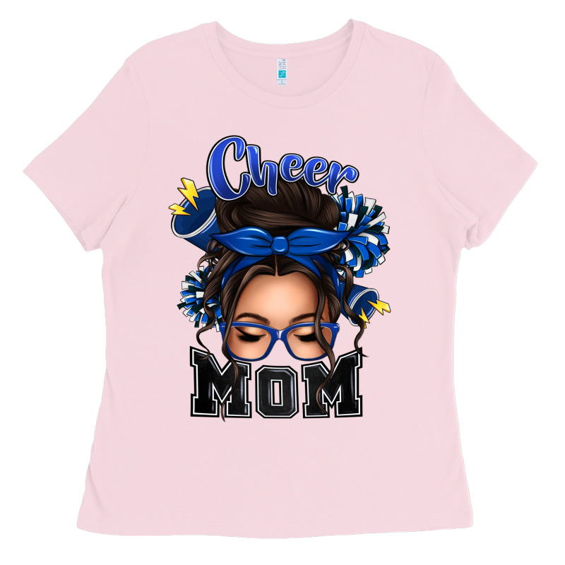 Cheer Mom Messy Bun Ladies Tee by texasbilliewilder | Teevron
