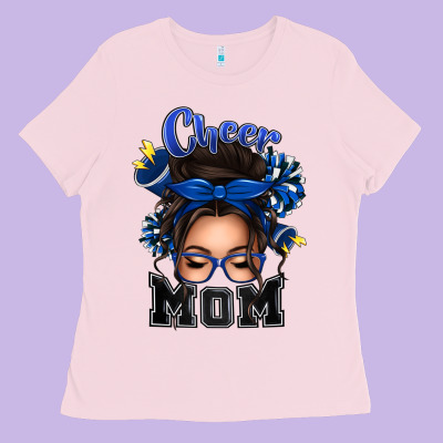 Cheer Mom Messy Bun Ladies Tee Designed By Texasbilliewilder