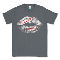 Charcoal Heather baseball lips Classic Tee - AdoDesignShop