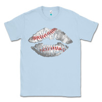 Dusty Blue baseball lips Classic Tee - AdoDesignShop