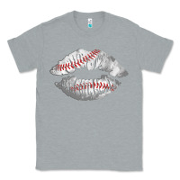 Heather Grey baseball lips Classic Tee - AdoDesignShop
