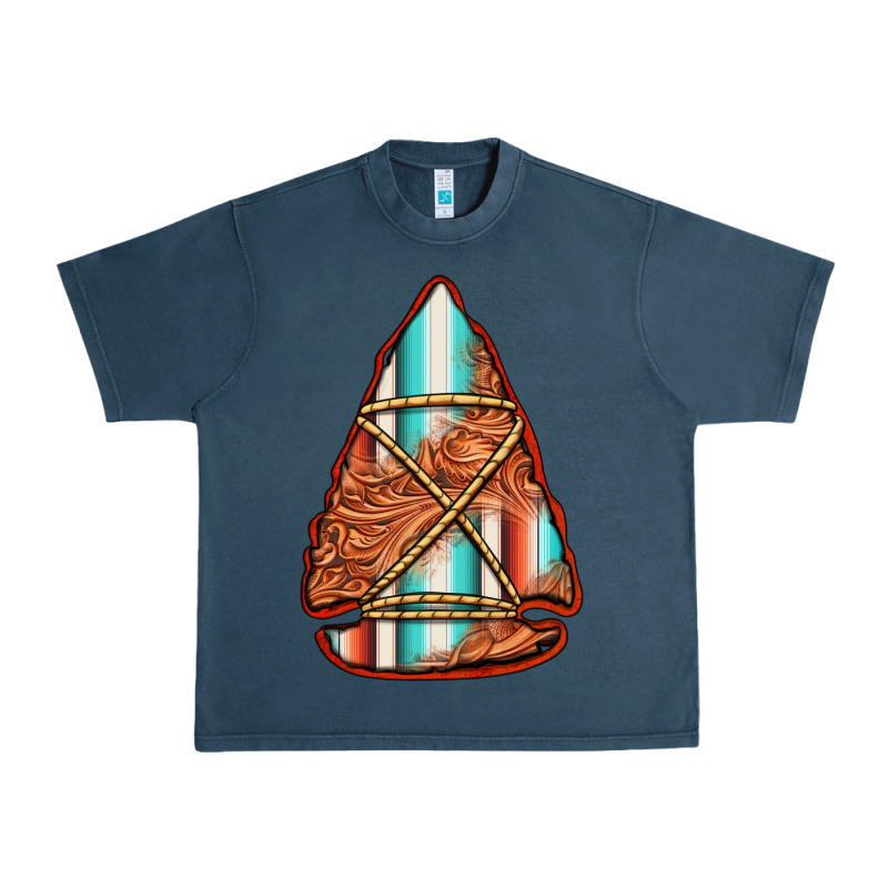 Turquoise Serape Tooled Leather Arrowhead Urban Heavy Tee by Jasminsmagicworld | Teevron