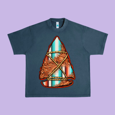 Turquoise Serape Tooled Leather Arrowhead Urban Heavy Tee Designed By Jasminsmagicworld