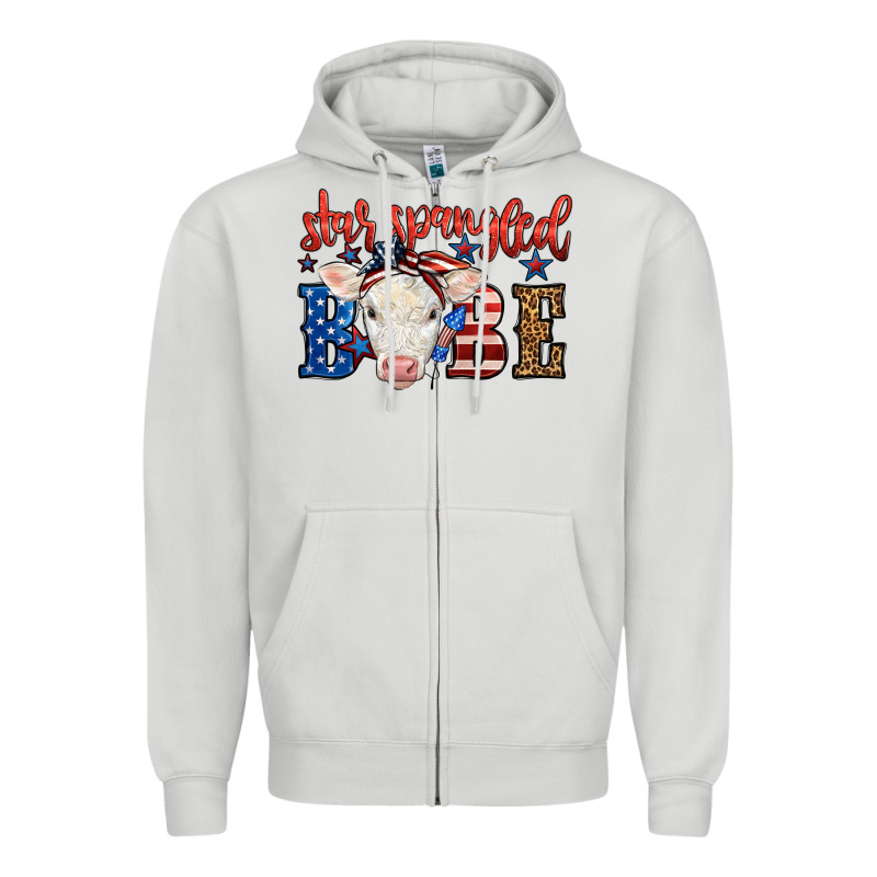 Western Star Spangled Baby Cow Zipper Hoodie by LillyAllenDesigns | Teevron