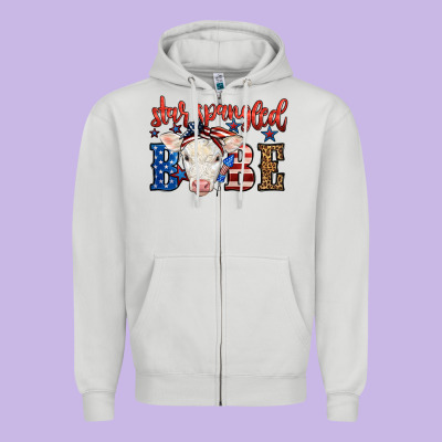 Western Star Spangled Baby Cow Zipper Hoodie Designed By Lillyallendesigns