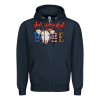 Navy Western Star Spangled Baby Cow Zipper Hoodie - LillyAllenDesigns