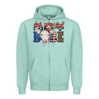 Seafoam Western Star Spangled Baby Cow Zipper Hoodie - LillyAllenDesigns