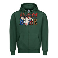 Sports Green Western Star Spangled Baby Cow Zipper Hoodie - LillyAllenDesigns