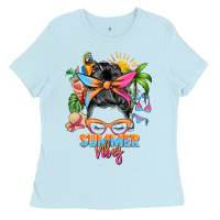 Summer Vibes Messy Bun Ladies Tee | Teevron