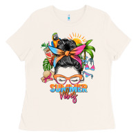 Bone summer vibes messy bun Ladies Tee - Zillion Design Studio