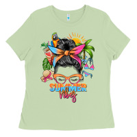 Matcha summer vibes messy bun Ladies Tee - Zillion Design Studio
