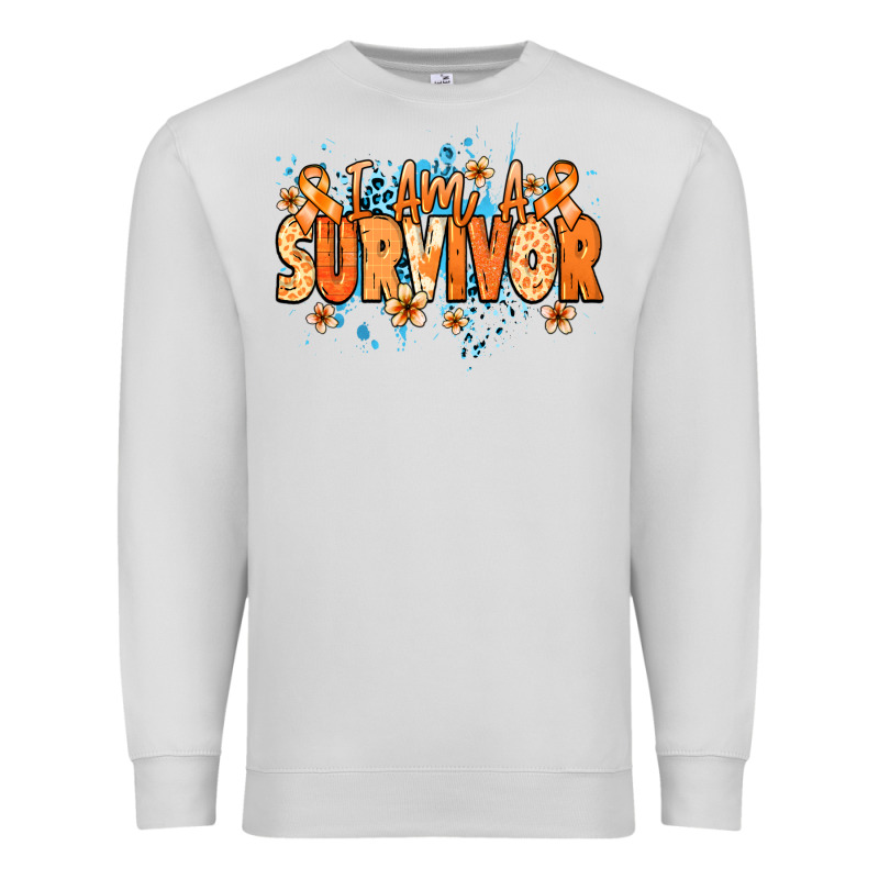 I Am A Survivor Orange Ribbon Kidney Cancer Premium Sweatshirt by NancyCooperArtShop | Teevron