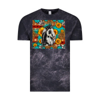 Cloud Black Aztec Sunflowers Horse Vintage Tee - LillyAllenDesigns
