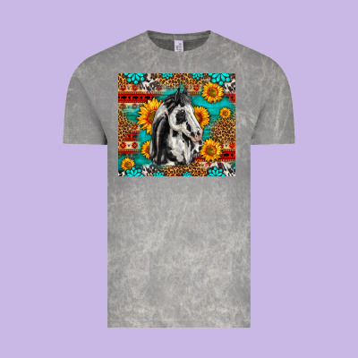 Aztec Sunflowers Horse Vintage Tee Designed By Lillyallendesigns
