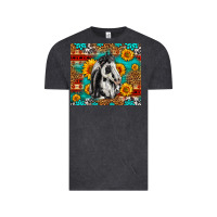 Vintage Black Aztec Sunflowers Horse Vintage Tee - LillyAllenDesigns