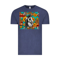 Vintage Denim Aztec Sunflowers Horse Vintage Tee - LillyAllenDesigns
